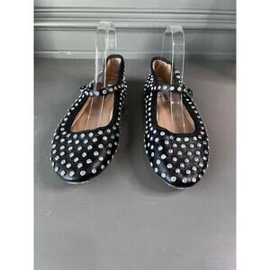 Steve Madden Ballet Flats Rhinestone Embellished Sz 8.5 Edgy **READ - Flaw**
